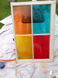 Diy Stained Glass On Old Window Pane With Design Master S Tint It Spray Paint Diy Stained Glass Window Painting On Glass Windows Stained Glass Diy