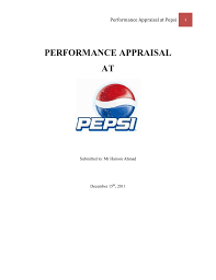 Performance Appraisal At Pepsi Six