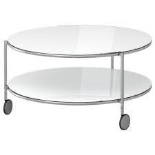 Each of these unique coffee table on wheels was constructed with extraordinary care, often using wood, metal and glass. Coffee Table White Round Modern Glass Wheels Ikea Strind Furniture Home Living Furniture Tables Sets On Carousell