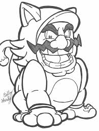 Easy free mario bros coloring page to download : Cat Suit Wario Inked By Th3antiguardian On Deviantart