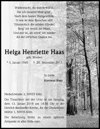 Traueranzeigen Von Helga Henriette Haas Wirtrauern