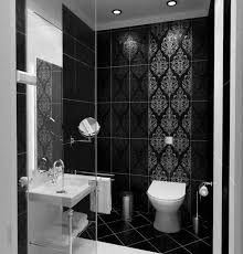 White subway tile wraps the walls while black penny tile lines the floors in this spa bathroom. 10 Gorgeous Bathrooms With Black Tile