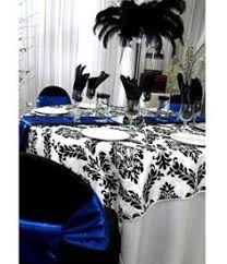 Black And Blue Wedding Decor Black White Damask Scroll Royal Blue Accent Feathers Blue Wedding Decorations Royal Blue Wedding Decorations Royal Blue Wedding