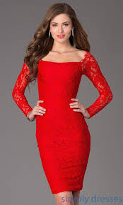 Amazing Red Knee Length Long Sleeve Lace Dress Cocktail Party Dress Mother Of The Bride Dress Wish Red Long Sleeve Dress Cocktail Dress Lace Red Cocktail Dress