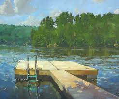 Http Www Colinpagepaintings Com Wp Content Uploads Lake And Dock 20x24 Jpg Water Art Lake Art Maine Art