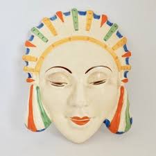 Clarice Cliff Style Unmarked Marlene Face Mask Perfect)