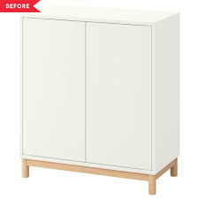 Before After A Dollar Store Item Turns This Plain Ikea Cabinet Into A Piece Of Art Eket Ikea Eket Ikea Storage Cabinets