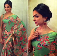 11.deepika padukone in embroidery full sleeve blouse: Pretty Blouse Neckline Ideas To Steal From Deepika Padukone Webtokri
