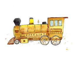 Yellow Train Print Train Nursery Art Train Nursery Nursery Art