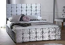 Bedsuperstore Arezzo Silver Crushed Velvet Storage Bed 5ft Uk Kingsize Amazon Co Uk Kitchen Home