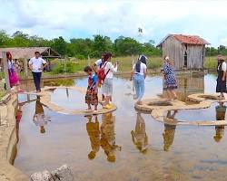 Image of people at a hot spring in Cambodia