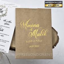 Découvrez tous nos modèles pour une annonce très remarquée. Faire Part Mariage Vintage Chic Pochette Effet Kraft Avec Dorure