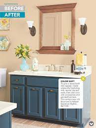 The awesome power of paint in a makeover never ceases to amaze and, frankly. Paint Bathroom Vanity Painting Bathroom Cabinets Bathroom Vanity Painted Vanity Bathroom