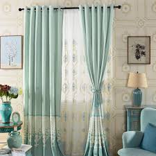 Elegant Light Green Floral Jacquard Chenille Living Room Curtains