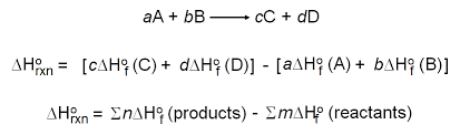 The standard heat of reaction is equal to the sum of all the standard heats of formation of the products minus the sum of all the standard heats of formation of the reactants. Chm1045 Enthalpy Lecture