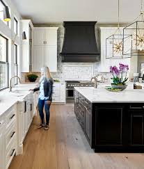 Large Open Kitchen Layout Dark Contrasting Kitchen Island And Vent Hood Marble Count Kitchen Remodel Layout White Kitchen Remodeling Kitchen Remodel Small