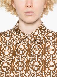 Max Mara Monogram-Print Dress in Natural