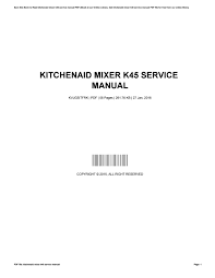 kitchenaid mixer k45 service manual by