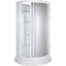 38 In X 38 In X 78 In Shower Kit In White 455000 At The Home Depot Mobile Shower Kits Corner Shower Shower Stall