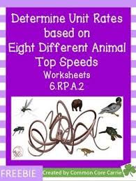 Unit Rate Animal Top Speed Problems 6 Rp A 2 Freebie Unit Rate Sixth Grade Math Math Curriculum