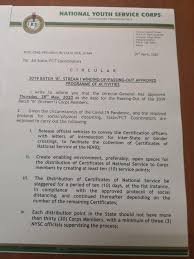 If you have been searching for nysc online certificate verification application 2019/2020, nysc. 2019 Batch B Stream 1 Passing Our Circular Nysc Nigeria