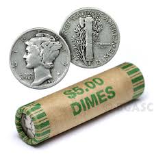 90 Silver Mercury Dime Roll 50 Coins 90 Percent Silver