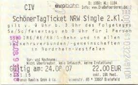 Nach köln, düsseldorf und dortmund zum kleinen preis! Bitllet De Transport Schoner Tag Ticket Nrw Single 2 Klasse Db Deutsche Bahn Alemanya Schoner Tag Ticket Col De Db Nrw Stt 001 02200