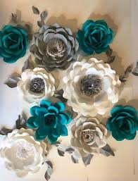 Check spelling or type a new query. 9 White Teal Grey Large Paper Flowers Nursery Decor Etsy In 2021 Paper Flower Decor Paper Flower Wall Paper Flower Wall Decor