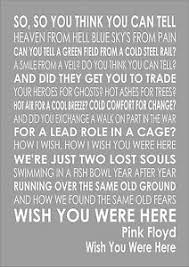 Check spelling or type a new query. Pink Floyd Wish You Were Here Lyrics Lyric Word Wall Art Typography Words Ebay