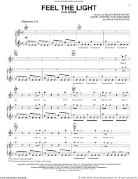 Lopez Feel The Light Sheet Music For Voice Piano Or Guitar