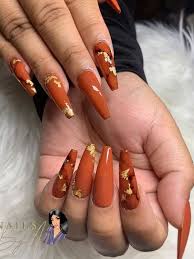The Best Nail Trends For Cute Fall Manicure Stylish Belles Fall Acrylic Nails Orange Nails Nails