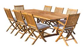 9 Piece Teak Wood Santa Barbara Patio Dining Set With Rectangular Extension Table 2 Folding Arm Chairs And 6 Folding Side Chairs Patio Dining Set Wood Patio Teak Wood