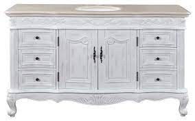 Do you think white distressed bathroom vanity looks nice? 60 Inch Large Distressed White Bathroom Vanity Single Sink Marble Traditional Transitional Bathroom Vanities And Sink Consoles By Luxury Bath Collection Houzz