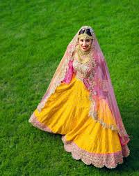 Experiment With Colours This Pink And Yellow Contrast Is Amazeballs Sunshine Pink Indianbride Indian Bridal Outfits Bridal Mehndi Dresses Bridal Lehenga
