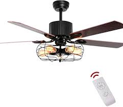 Huge savings on ceiling fans. Amazon Com 52 Inch Industrial Ceiling Fan With Lights Vintage Cage 5 Wood Reversible Blade Rustic Ceiling Fan 3 Speed 5 Lights E26 Fixture Farmhouse Ceiling Fan For Bedroom Dinning Room Living Room Kitchen