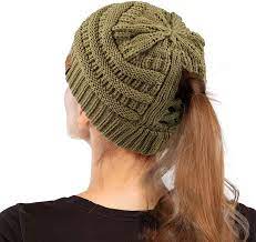 Knitting abbreviations are often used for brevity in describing knitting patterns. Buy C C Exclusives Soft Stretch Cable Knit Messy Bun Ponytail Beanie Winter Hat For Women Mb 20a Ccb 1 Online In Germany B08kjjnct3