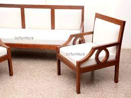 Solid wood new model teak wood sofa set. Sleek Wooden Sofa Set With Fixed Cushion Handmade Teak Furniture