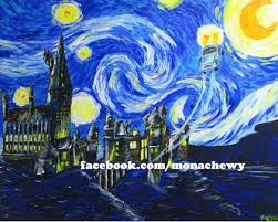 Starry Night At Hogwarts Print Winter Art Lesson Starry Night Art
