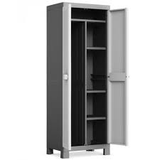 Armadio resina ripiani alto basic mobile esterno terrazzo giardi 68x39x173 51018. Armadio Portascope Balcone In Resina Da Esterno Con Ripiani Mobiletto Due Ante