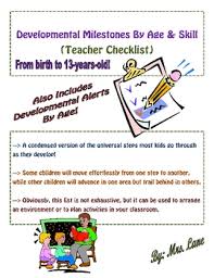 Developmental Milestones By Age Skill Teacher Checklist