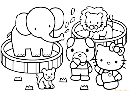 Printable zoo animals coloring page Hello Kitty At The Zoo Coloring Pages Cartoons Coloring Pages Coloring Pages For Kids And Adults