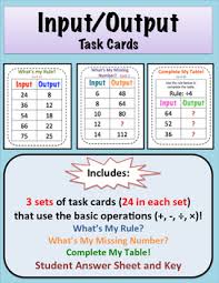 Input Output Tables Task Cards Task Cards 5th Grade Math 3rd Grade Math