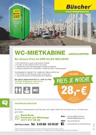Wir berücksichtigen ihre auswahl und verwenden nur die daten, für die sie uns ihr einverständnis geben. Toilettenvermietung Buscher Containerdienst Baustellenlogistik Toilettenmietservice
