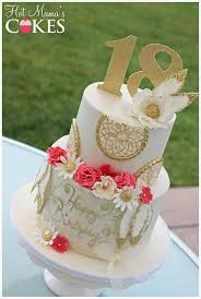 Maybe Use This As Maikas But With Teal And Cake Topper Omit Flowers 18th Cake 18th Birthday Cake Boho Cake