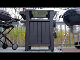 Keter cool bar gray resin outdoor accent table and cooler in one (59) model# 233628. Keter Unity Grill Table Review Grilling Station For Weber Q And Weber Kettle Grills Youtube