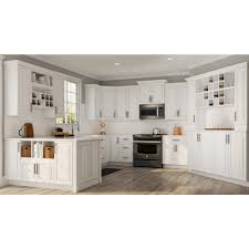 Hampton Bay Hampton Assembled 27x36x12 In Wall Kitchen Cabinet In Satin White Kw2736 Sw The Home Depot New Kitchen Cabinets White Modern Kitchen Custom Kitchen Cabinets