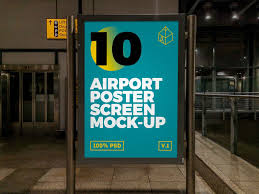 Airport Poster Screen Mock Ups 4 Poster Mockup Mocking Mockup