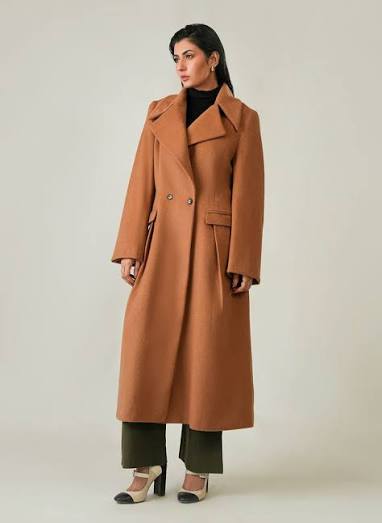 Camel Brown Long Coat for Women