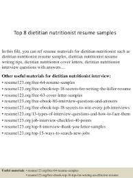 Top 8 Dietitian Nutritionist Resume Samples