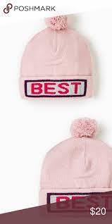 Last Chance Zara Pink Pom Pom Beanie With Text Pom Beanie Zara Knitted Hats